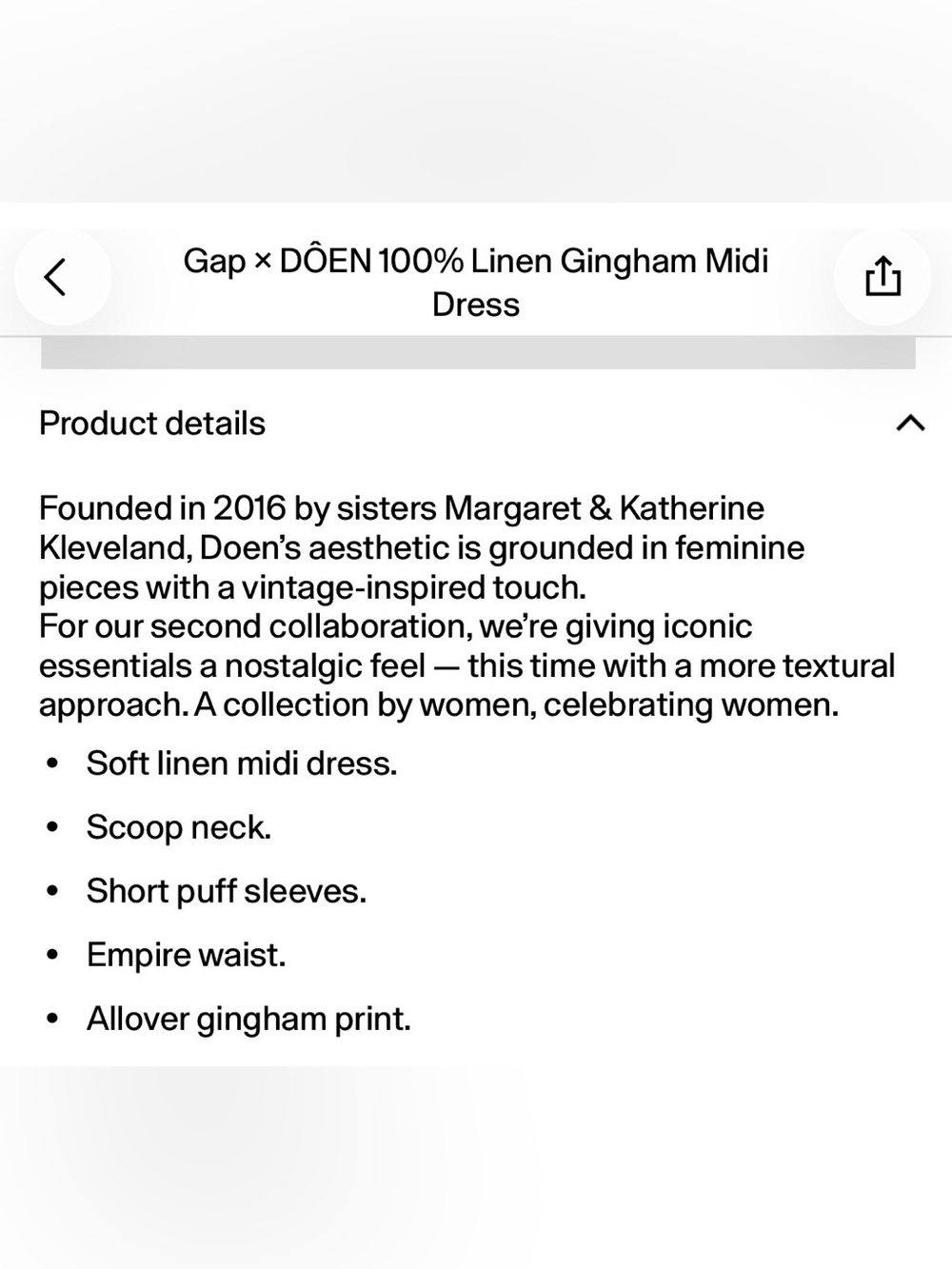 Gap x Dôen 100% linen gingham dress - Picture 4 of 7